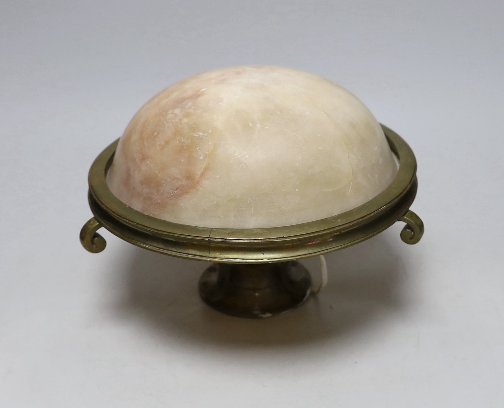 A brass and alabaster plafonnier, 20cms high